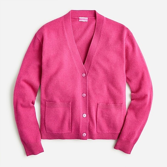 NWT J.Crew 100% Cashmere Patch-Pocket Cardigan Sweater